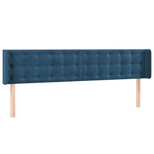 Tête de lit avec oreilles Bleu foncé 183x16x78/88 cm Velours - Photo n°2; ?>