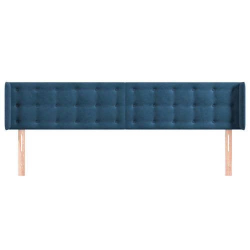 Tête de lit avec oreilles Bleu foncé 183x16x78/88 cm Velours - Photo n°3; ?>