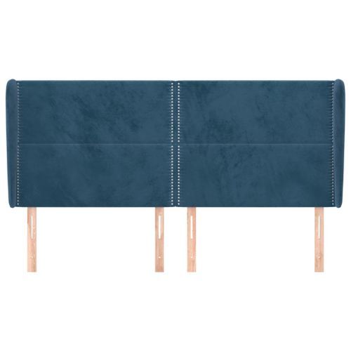 Tête de lit avec oreilles Bleu foncé 183x23x118/128 cm Velours - Photo n°3; ?>