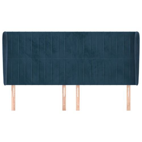 Tête de lit avec oreilles Bleu foncé 183x23x118/128 cm Velours - Photo n°3; ?>