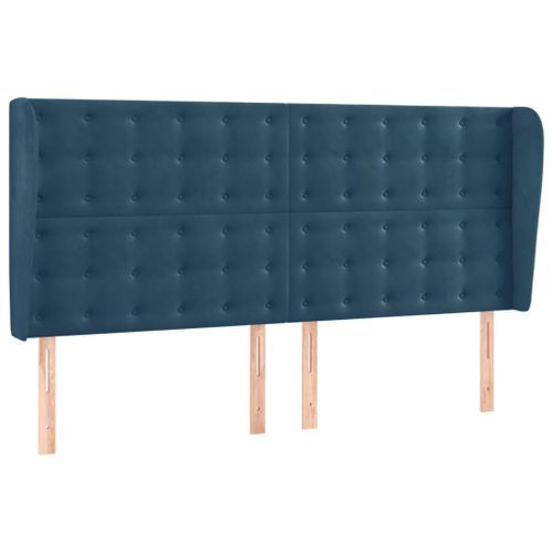 Tête de lit avec oreilles Bleu foncé 183x23x118/128 cm Velours - Photo n°2; ?>