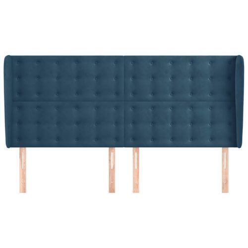 Tête de lit avec oreilles Bleu foncé 183x23x118/128 cm Velours - Photo n°3; ?>