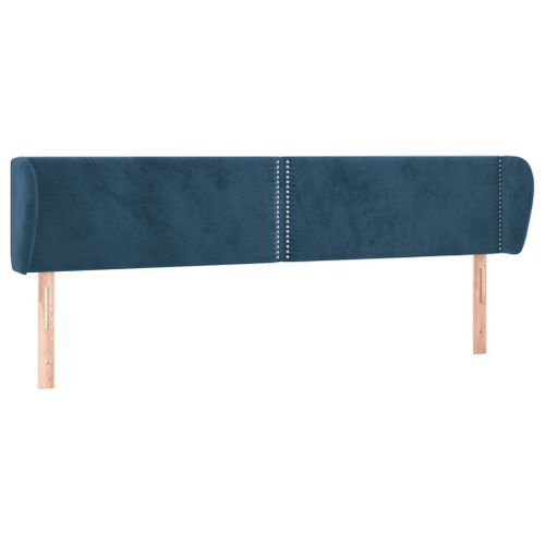 Tête de lit avec oreilles Bleu foncé 183x23x78/88 cm Velours - Photo n°2; ?>