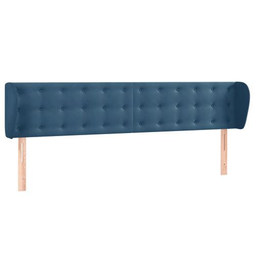 Tête de lit avec oreilles Bleu foncé 183x23x78/88 cm Velours - Photo n°2; ?>