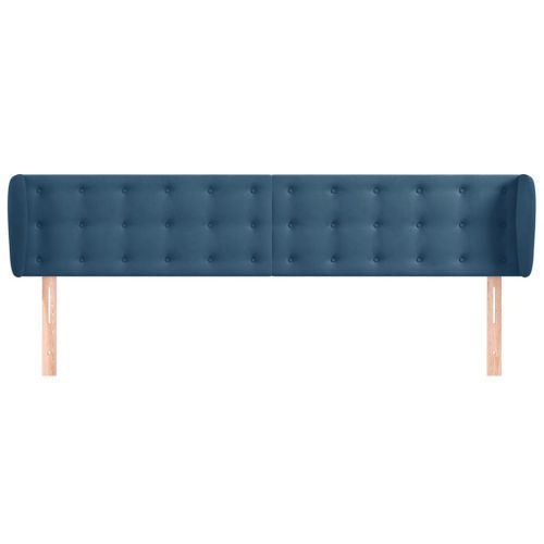 Tête de lit avec oreilles Bleu foncé 183x23x78/88 cm Velours - Photo n°3; ?>