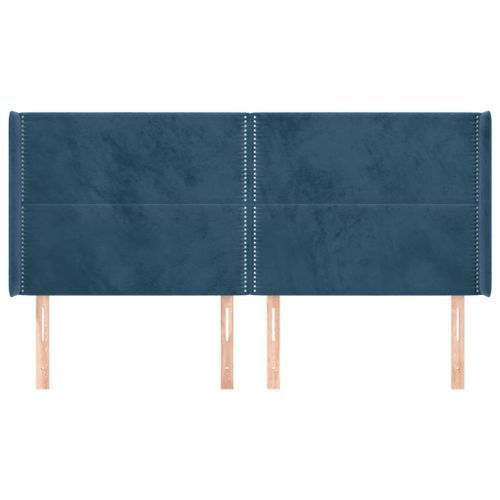 Tête de lit avec oreilles Bleu foncé 203x16x118/128 cm Velours - Photo n°3; ?>