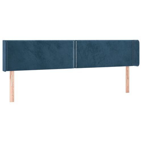 Tête de lit avec oreilles Bleu foncé 203x16x78/88 cm Velours - Photo n°2; ?>