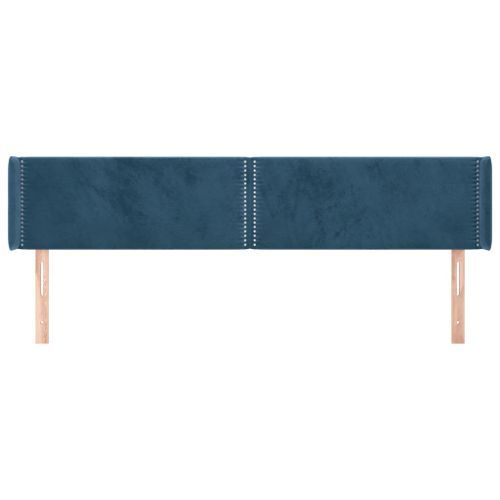 Tête de lit avec oreilles Bleu foncé 203x16x78/88 cm Velours - Photo n°3; ?>