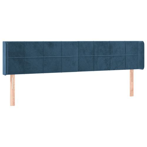 Tête de lit avec oreilles Bleu foncé 203x16x78/88 cm Velours - Photo n°2; ?>