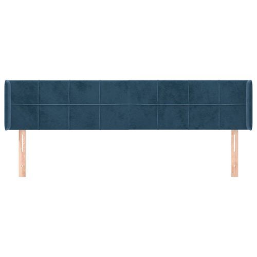 Tête de lit avec oreilles Bleu foncé 203x16x78/88 cm Velours - Photo n°3; ?>