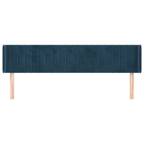 Tête de lit avec oreilles Bleu foncé 203x16x78/88 cm Velours - Photo n°3; ?>