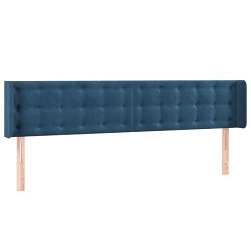 Tête de lit avec oreilles Bleu foncé 203x16x78/88 cm Velours - Photo n°2; ?>