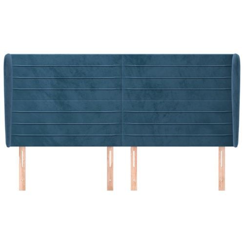 Tête de lit avec oreilles Bleu foncé 203x23x118/128 cm Velours - Photo n°3; ?>