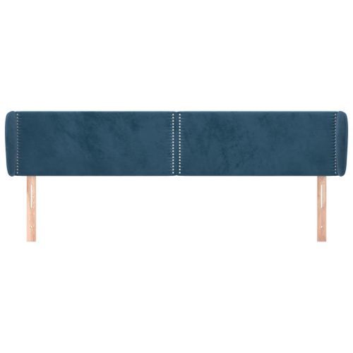 Tête de lit avec oreilles Bleu foncé 203x23x78/88 cm Velours - Photo n°3; ?>