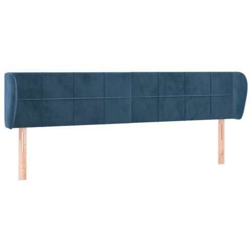 Tête de lit avec oreilles Bleu foncé 203x23x78/88 cm Velours - Photo n°2; ?>