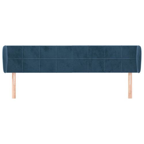 Tête de lit avec oreilles Bleu foncé 203x23x78/88 cm Velours - Photo n°3; ?>