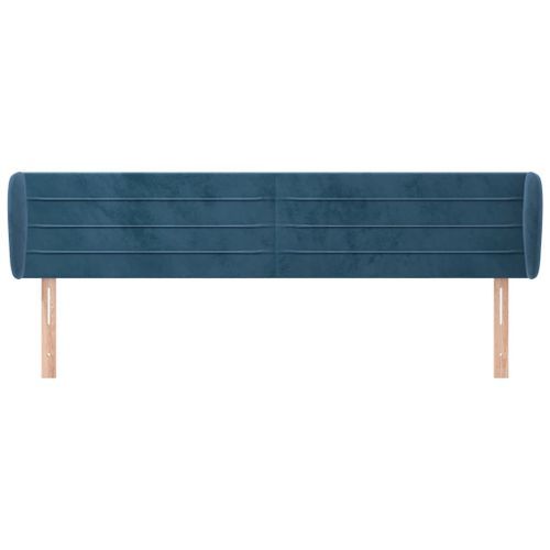 Tête de lit avec oreilles Bleu foncé 203x23x78/88 cm Velours - Photo n°3; ?>