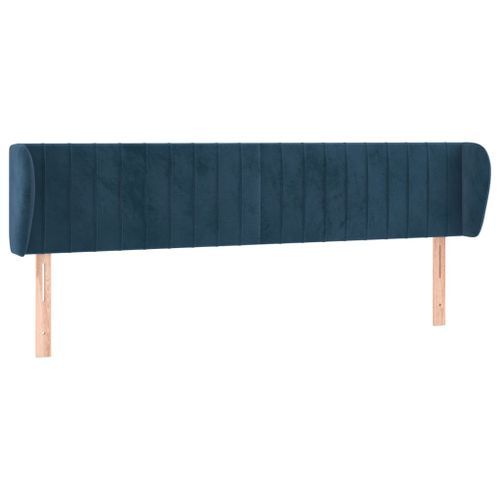 Tête de lit avec oreilles Bleu foncé 203x23x78/88 cm Velours - Photo n°2; ?>