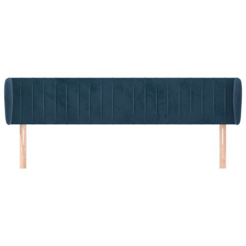 Tête de lit avec oreilles Bleu foncé 203x23x78/88 cm Velours - Photo n°3; ?>