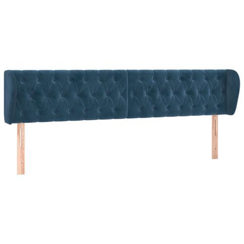 Tête de lit avec oreilles Bleu foncé 203x23x78/88 cm Velours - Photo n°2; ?>