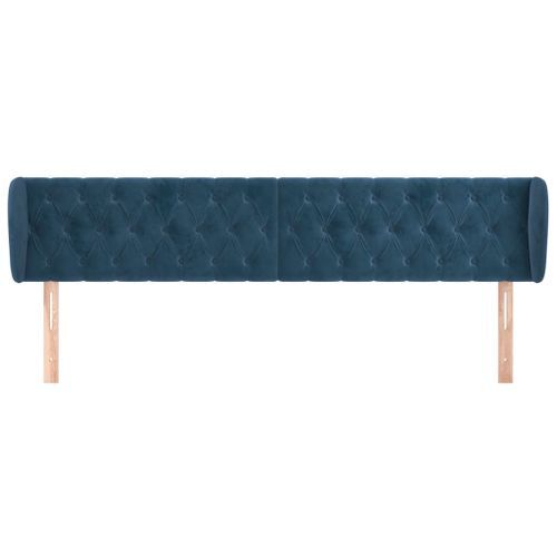 Tête de lit avec oreilles Bleu foncé 203x23x78/88 cm Velours - Photo n°3; ?>