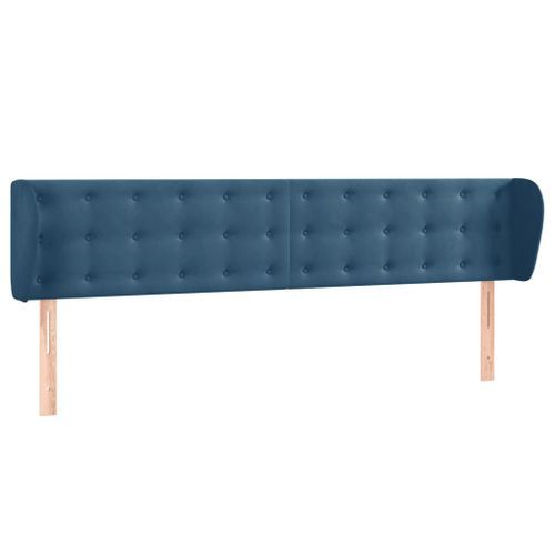 Tête de lit avec oreilles Bleu foncé 203x23x78/88 cm Velours - Photo n°2; ?>