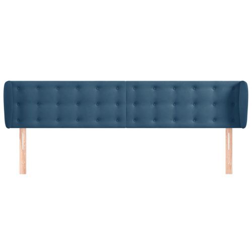 Tête de lit avec oreilles Bleu foncé 203x23x78/88 cm Velours - Photo n°3; ?>