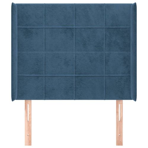 Tête de lit avec oreilles Bleu foncé 83x16x118/128 cm Velours - Photo n°3; ?>