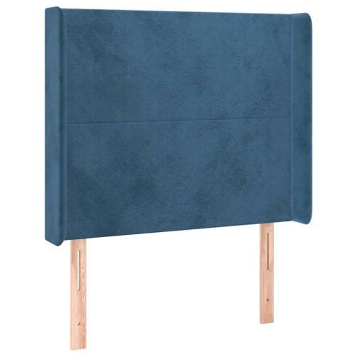 Tête de lit avec oreilles Bleu foncé 83x16x118/128 cm Velours - Photo n°2; ?>