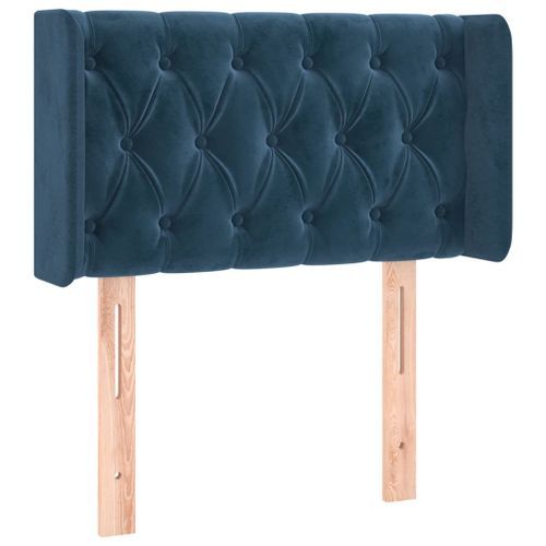 Tête de lit avec oreilles Bleu Foncé 83x16x78/88 cm Velours - Photo n°2; ?>