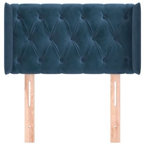 Tête de lit avec oreilles Bleu Foncé 83x16x78/88 cm Velours - Photo n°3; ?>