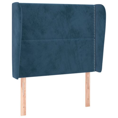 Tête de lit avec oreilles Bleu foncé 83x23x118/128 cm Velours - Photo n°2; ?>