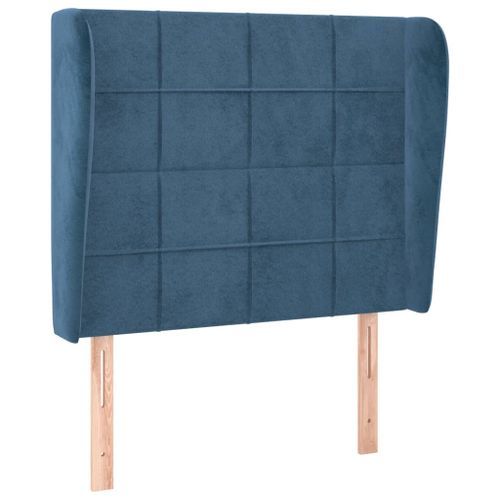 Tête de lit avec oreilles Bleu foncé 83x23x118/128 cm Velours - Photo n°2; ?>