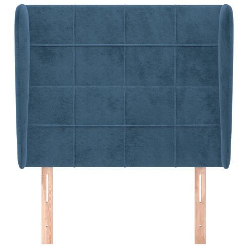 Tête de lit avec oreilles Bleu foncé 83x23x118/128 cm Velours - Photo n°3; ?>