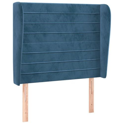 Tête de lit avec oreilles Bleu foncé 83x23x118/128 cm Velours - Photo n°2; ?>