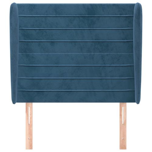 Tête de lit avec oreilles Bleu foncé 83x23x118/128 cm Velours - Photo n°3; ?>