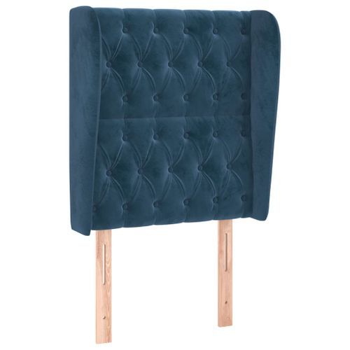 Tête de lit avec oreilles Bleu foncé 83x23x118/128 cm Velours - Photo n°2; ?>