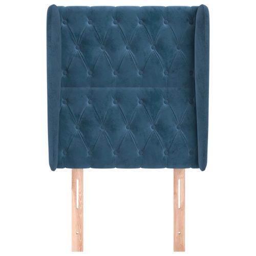 Tête de lit avec oreilles Bleu foncé 83x23x118/128 cm Velours - Photo n°3; ?>