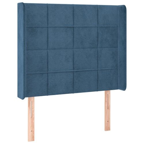 Tête de lit avec oreilles Bleu foncé 93x16x118/128 cm Velours - Photo n°2; ?>