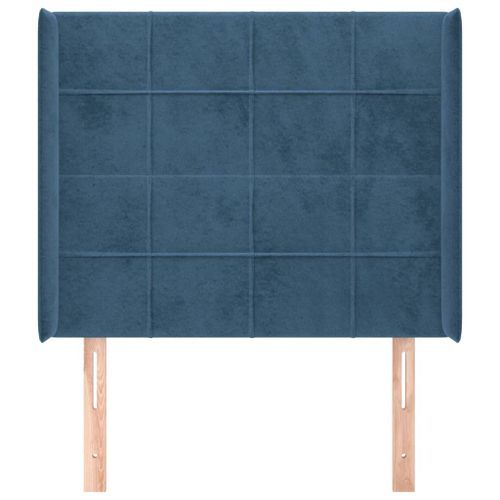 Tête de lit avec oreilles Bleu foncé 93x16x118/128 cm Velours - Photo n°3; ?>