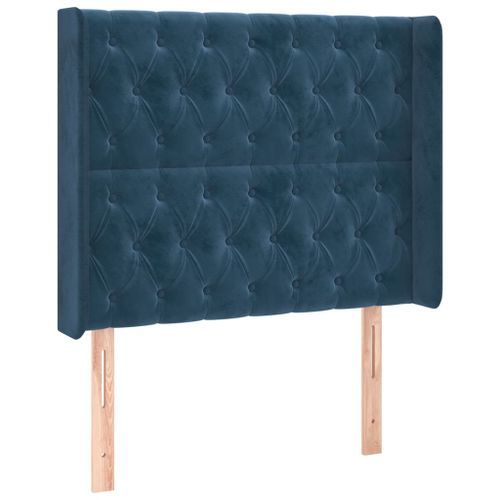 Tête de lit avec oreilles Bleu foncé 93x16x118/128 cm Velours - Photo n°2; ?>