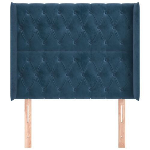 Tête de lit avec oreilles Bleu foncé 93x16x118/128 cm Velours - Photo n°3; ?>