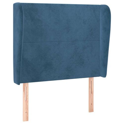 Tête de lit avec oreilles Bleu foncé 93x23x118/128 cm Velours - Photo n°2; ?>