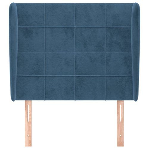 Tête de lit avec oreilles Bleu foncé 93x23x118/128 cm Velours - Photo n°3; ?>