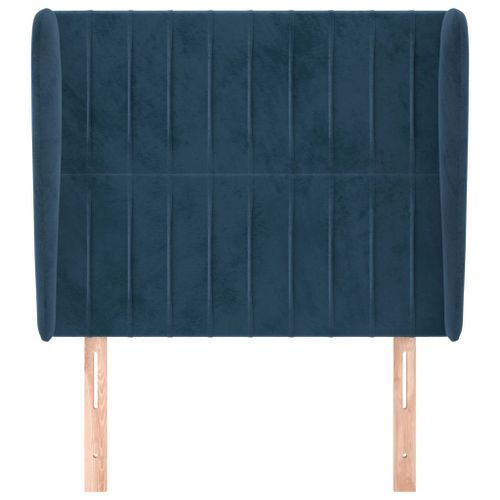 Tête de lit avec oreilles Bleu foncé 93x23x118/128 cm Velours - Photo n°3; ?>