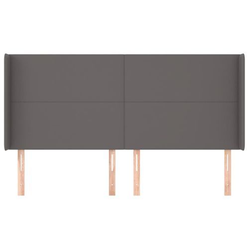 Tête de lit avec oreilles Gris 183x16x118/128 cm Similicuir - Photo n°3; ?>