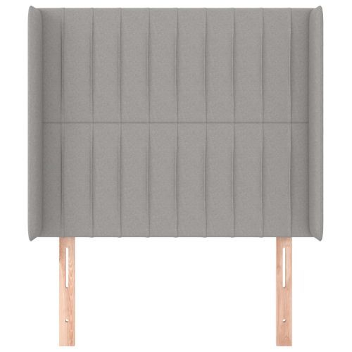 Tête de lit avec oreilles Gris clair 103x16x118/128 cm Tissu - Photo n°3; ?>