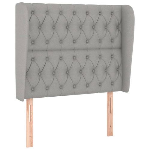 Tête de lit avec oreilles Gris clair 103x23x118/128 cm Tissu - Photo n°2; ?>