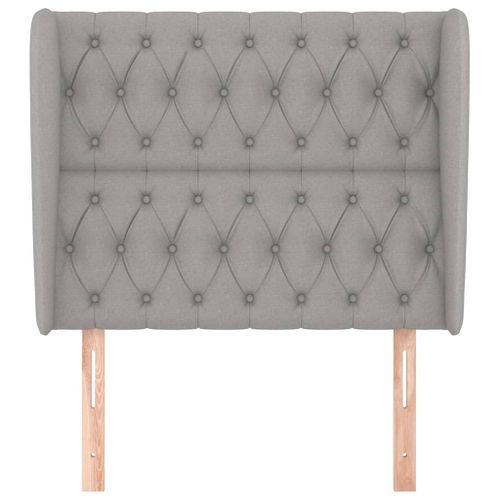 Tête de lit avec oreilles Gris clair 103x23x118/128 cm Tissu - Photo n°3; ?>