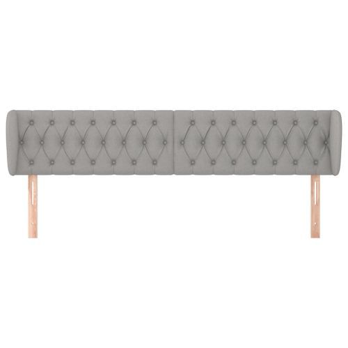 Tête de lit avec oreilles Gris clair 183x23x78/88 cm Tissu - Photo n°3; ?>